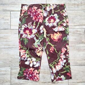 Lucky Brand Floral Crop Pants Women's Flap Pocket Capri Garden Tropical 10/30
